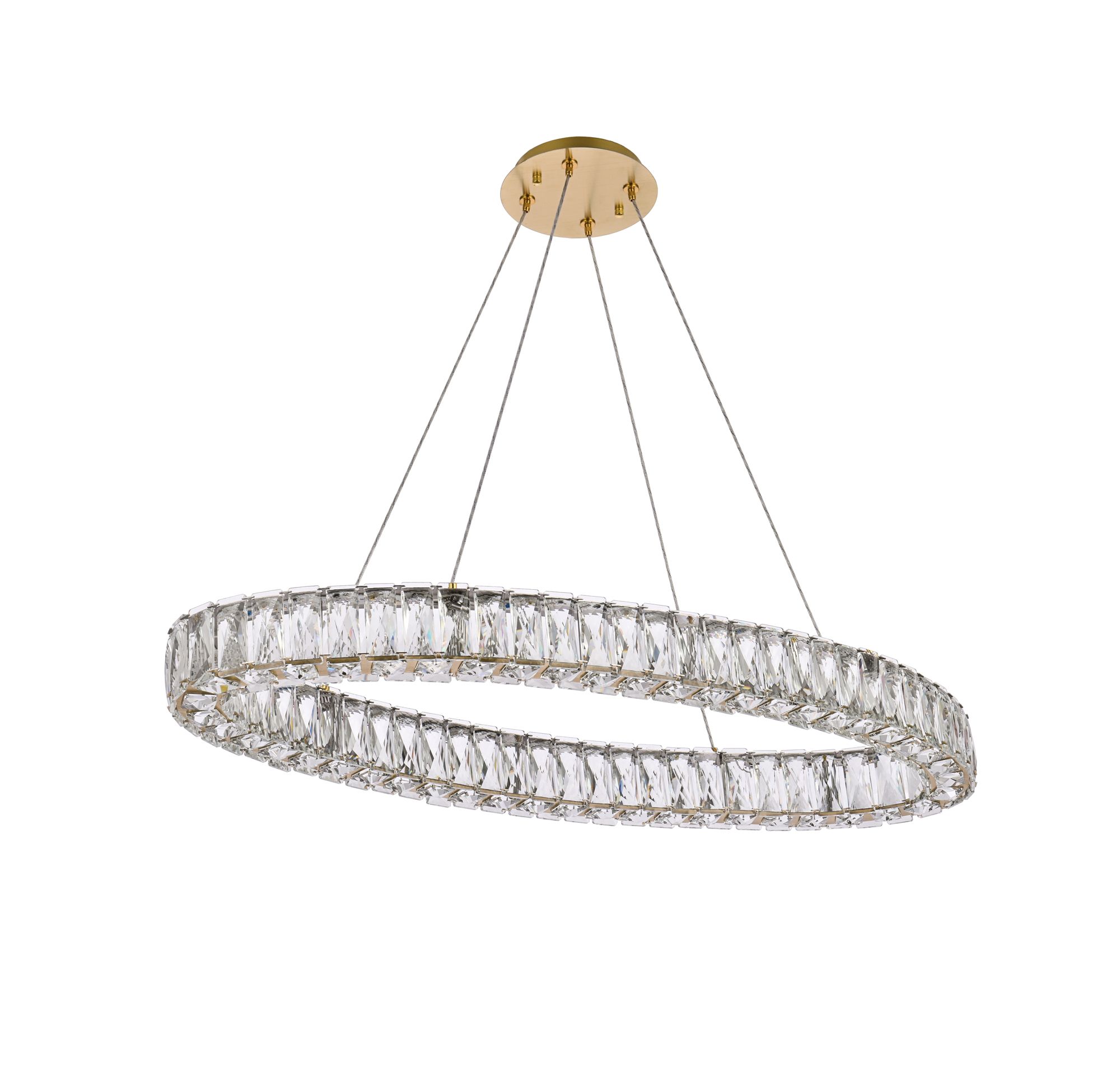 Monroe 36" Wide Gold Crystal LED Oval Pendant Light