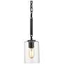 Monroe 4 3/4" Wide Matte Black with Gold Mini Pendant with Clear Glass