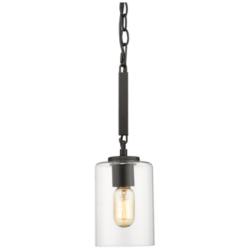 Monroe 4 3/4&quot; Wide Matte Black with Gold Mini Pendant with Clear Glass