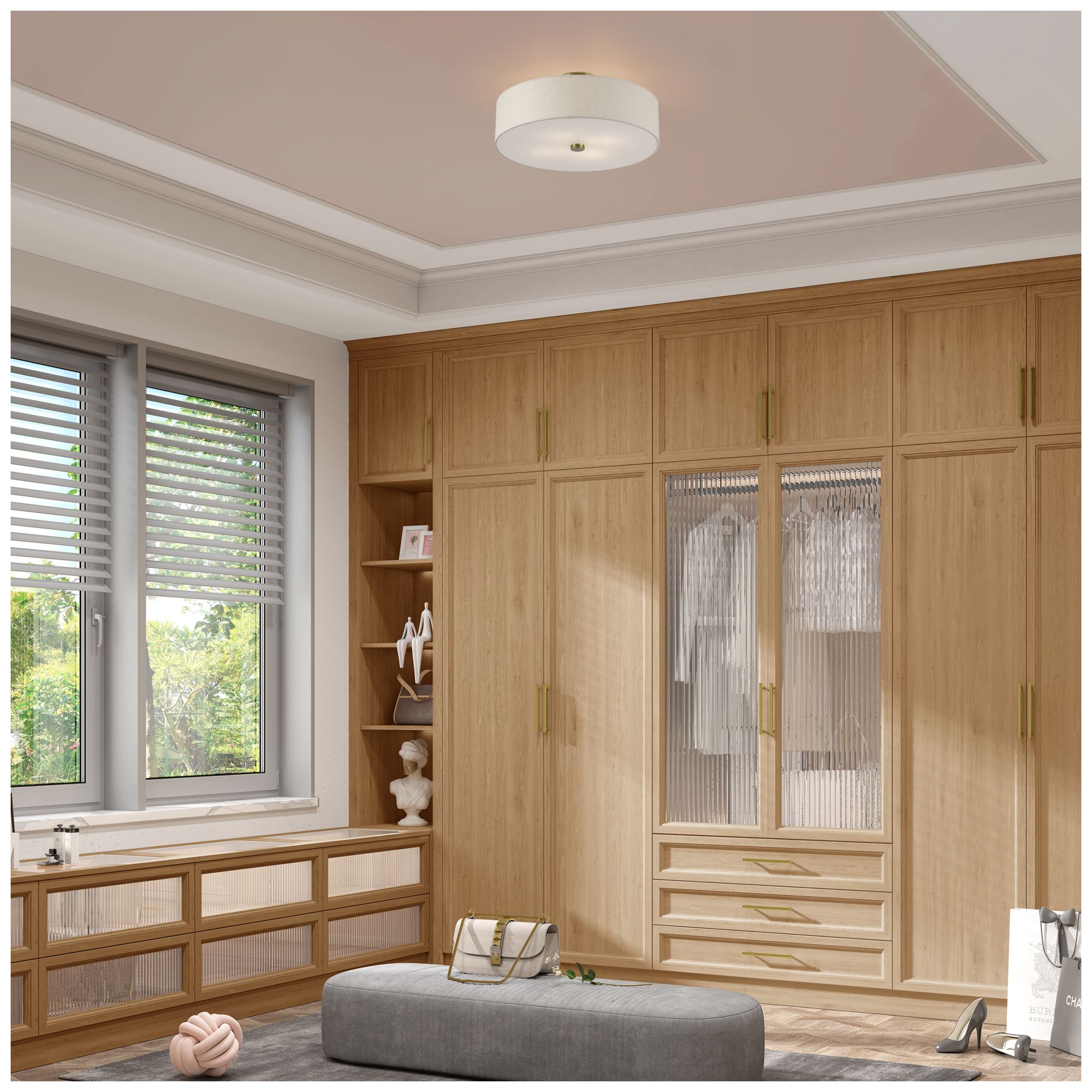 Monroe 4 Light Antique Brass Large Semi-Flush