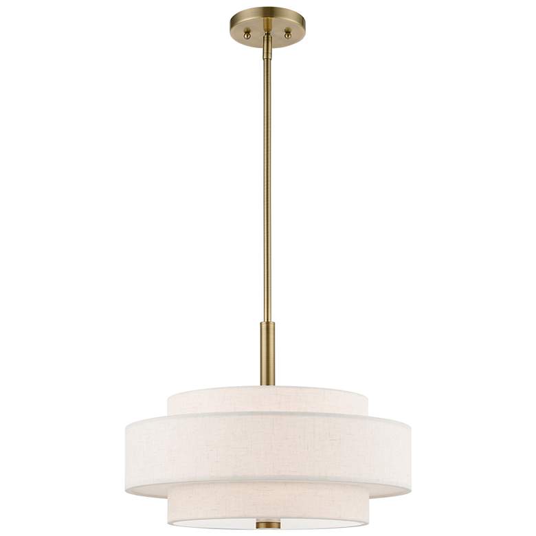 Image 2 Monroe 4 Light Antique Brass Pendant Chandelier