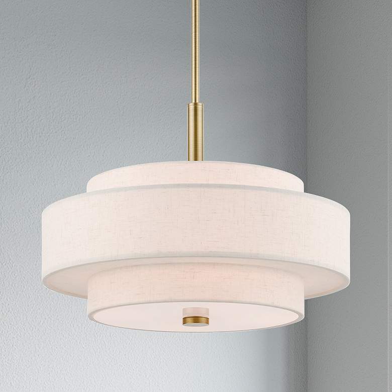 Image 1 Monroe 4 Light Antique Brass Pendant Chandelier