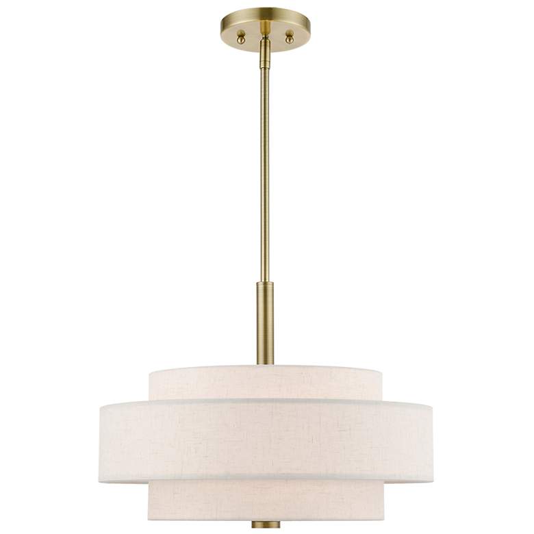 Image 3 Monroe 4 Light Antique Brass Pendant Chandelier more views