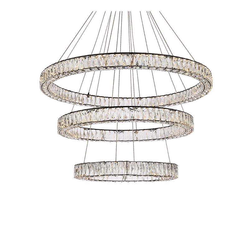 Image 4 Monroe 40 1/2"W Black and Crystal Triple Ring LED Chandelier more views