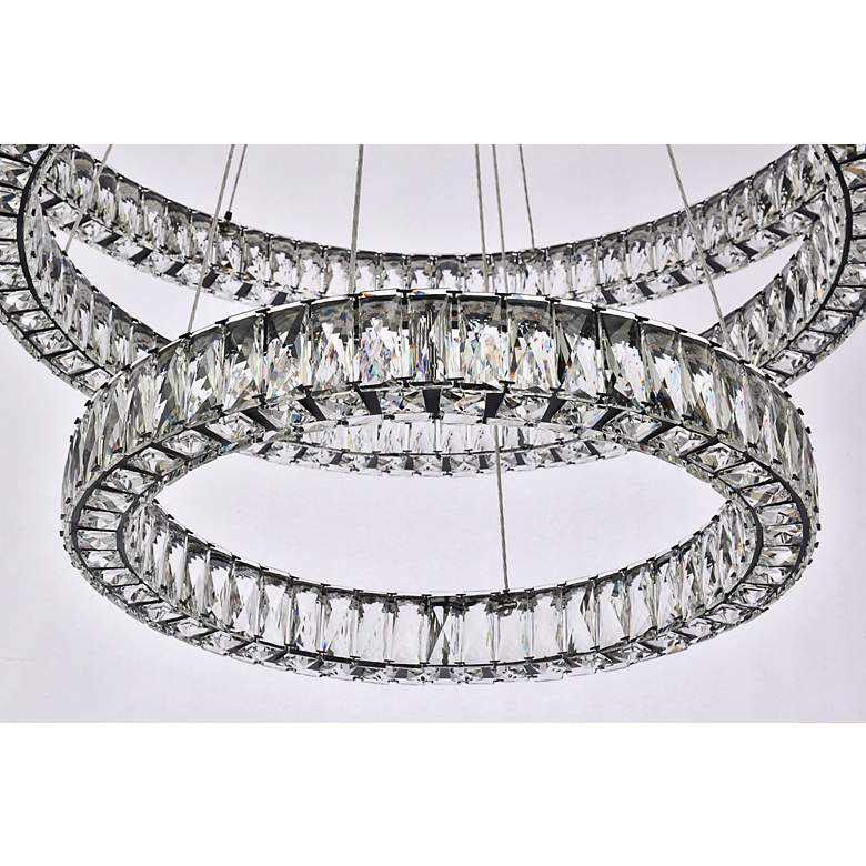 Image 5 Monroe 40 1/2"W Black and Crystal Triple Ring LED Chandelier more views
