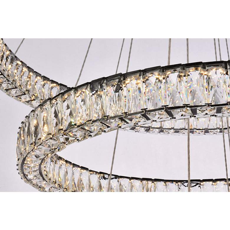 Image 6 Monroe 40 1/2"W Black and Crystal Triple Ring LED Chandelier more views