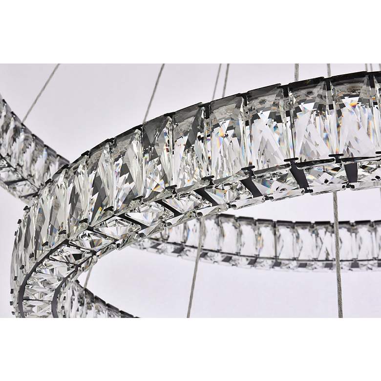 Image 7 Monroe 40 1/2"W Black and Crystal Triple Ring LED Chandelier more views