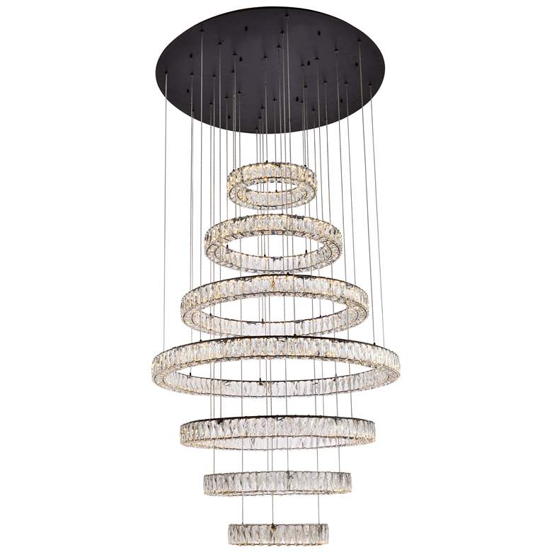 Image 1 Monroe 40" Led Seven Ring Chandelier In Black