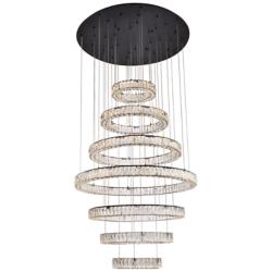 Monroe 40" Led Seven Ring Chandelier In Black