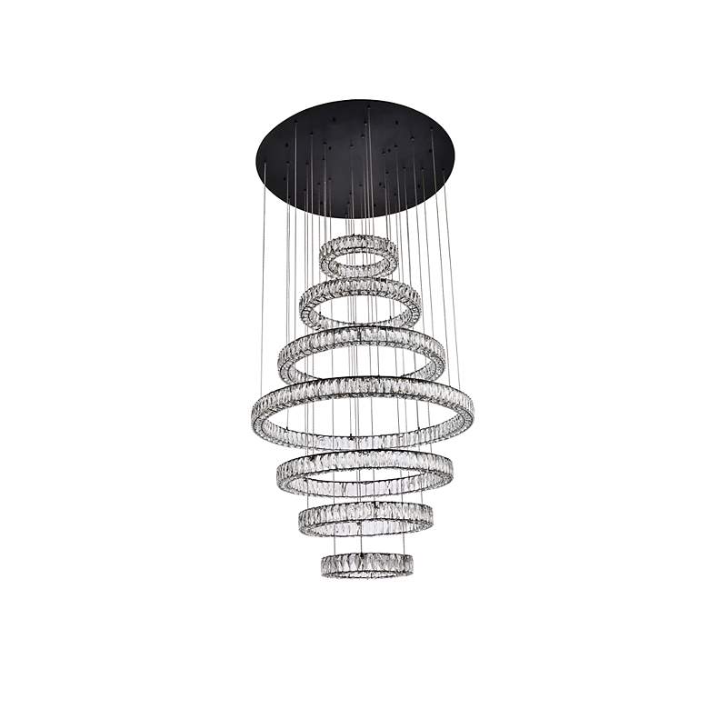 Image 7 Monroe 40" Led Seven Ring Chandelier In Black more views