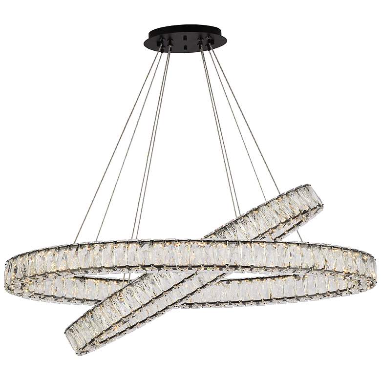 Image 3 Monroe 40" Wide Black Crystal LED Double Oval Pendant Light