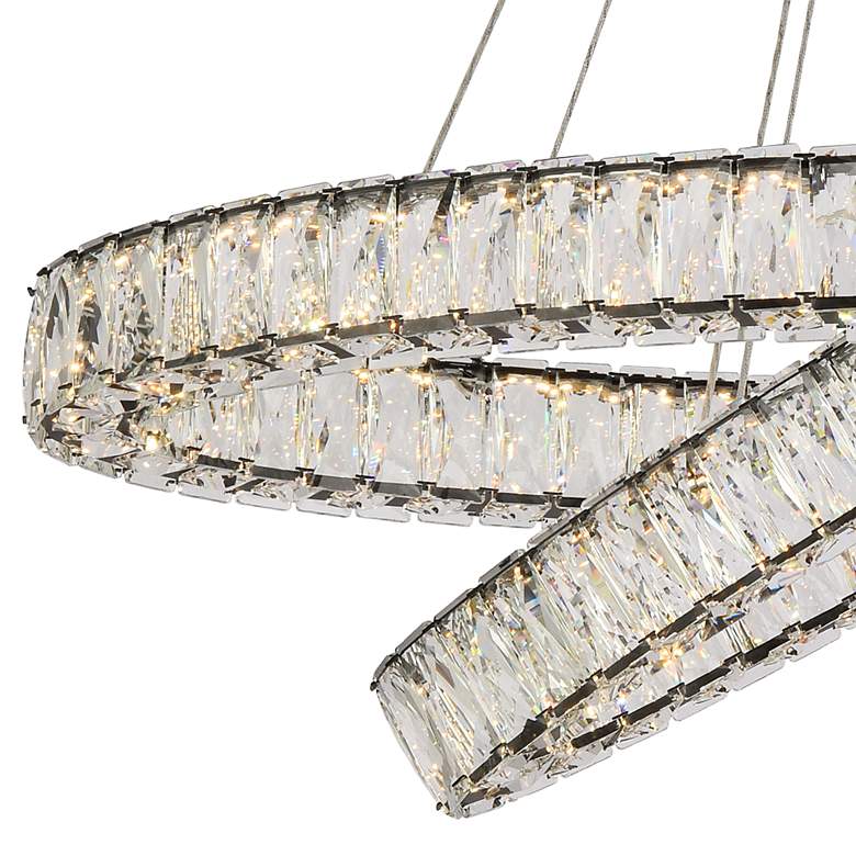 Image 4 Monroe 40" Wide Black Crystal LED Double Oval Pendant Light more views