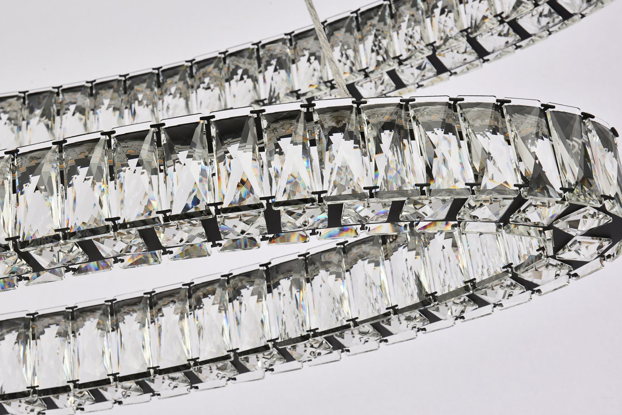 Monroe 40" Wide Black Crystal LED Double Oval Pendant Light in scene