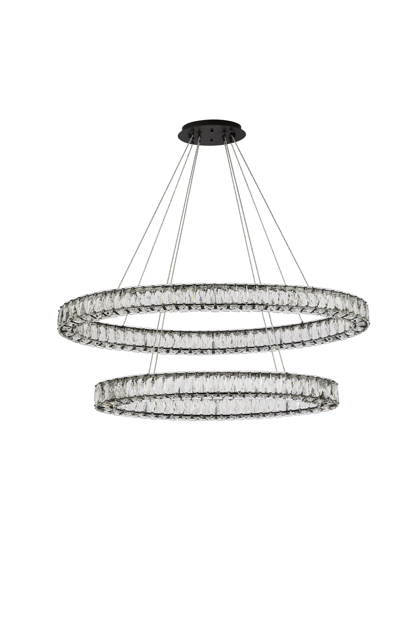 Monroe 40" Wide Black Crystal LED Double Oval Pendant Light in scene
