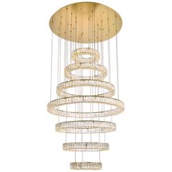 Monroe 40" Wide Gold Clear Crystal 7-Ring LED Chandelier