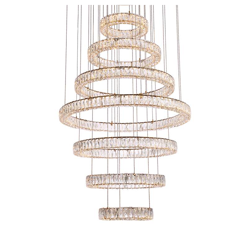 Image 4 Monroe 40" Wide Gold Clear Crystal 7-Ring LED Chandelier more views