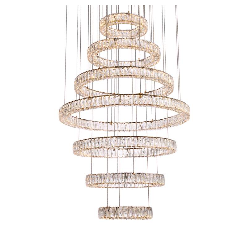 Image 6 Monroe 40 inch Wide Gold Clear Crystal 7-Ring LED Chandelier more views