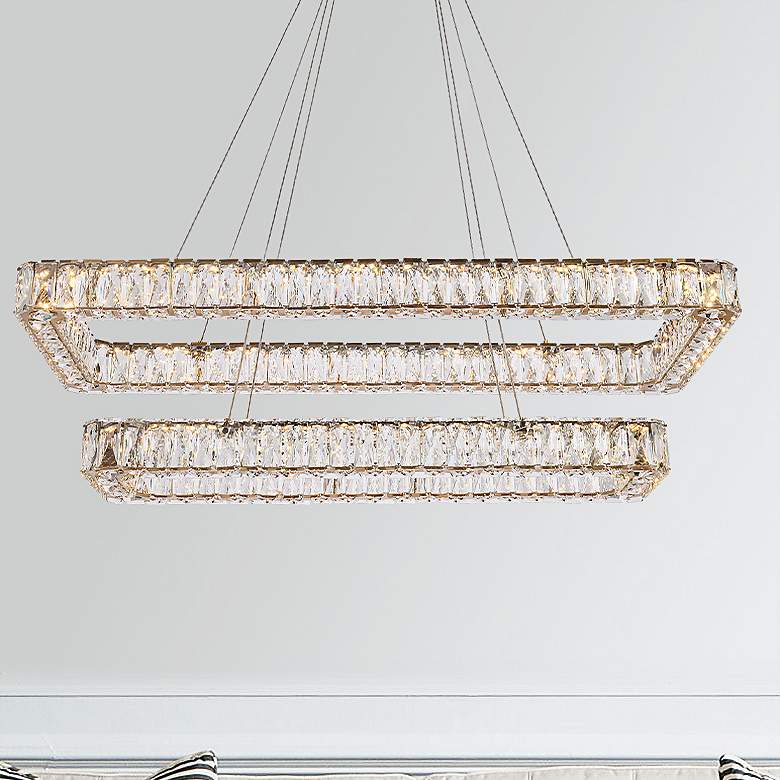 Image 1 Monroe 41 1/4" Wide Gold 2-Light LED Chandelier