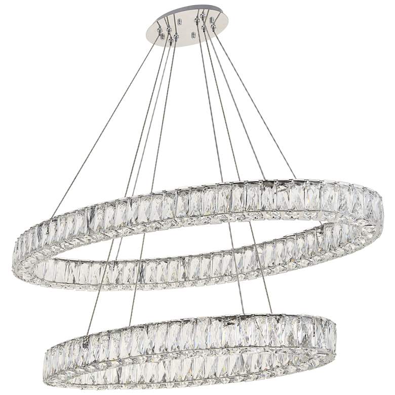 Image 3 Monroe 41" Wide 2-Tier  Chrome and Crystal Modern LED Ring Chandelier more views