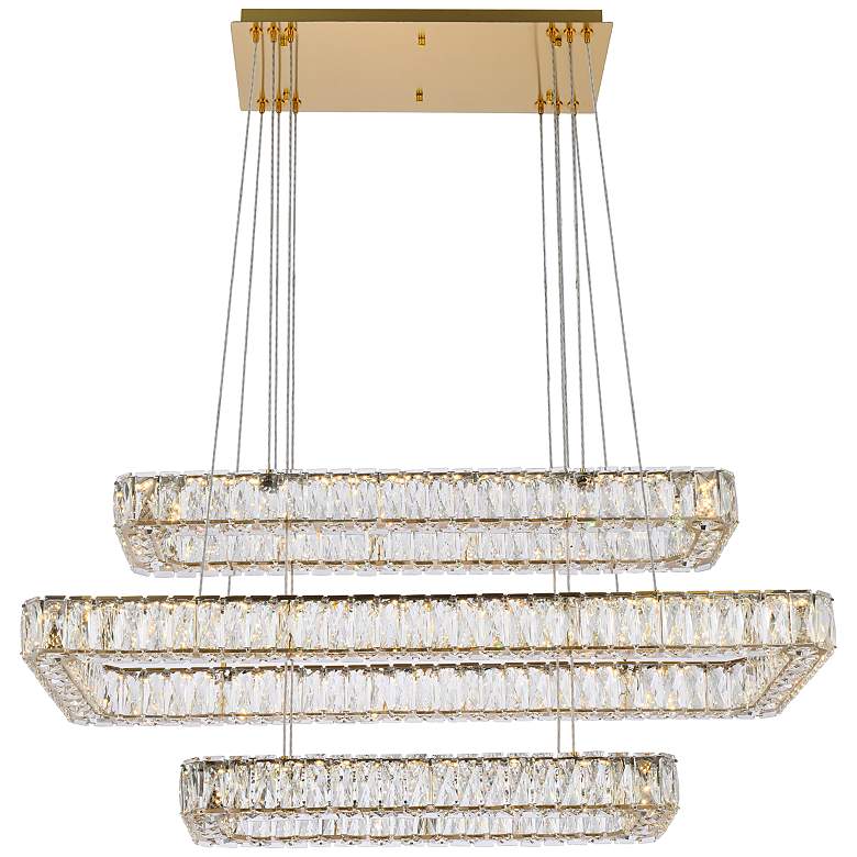 Image 2 Monroe 42" Led Triple Rectangle Pendant In Gold
