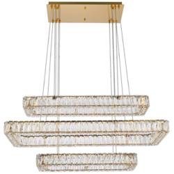 Monroe 42" Led Triple Rectangle Pendant In Gold