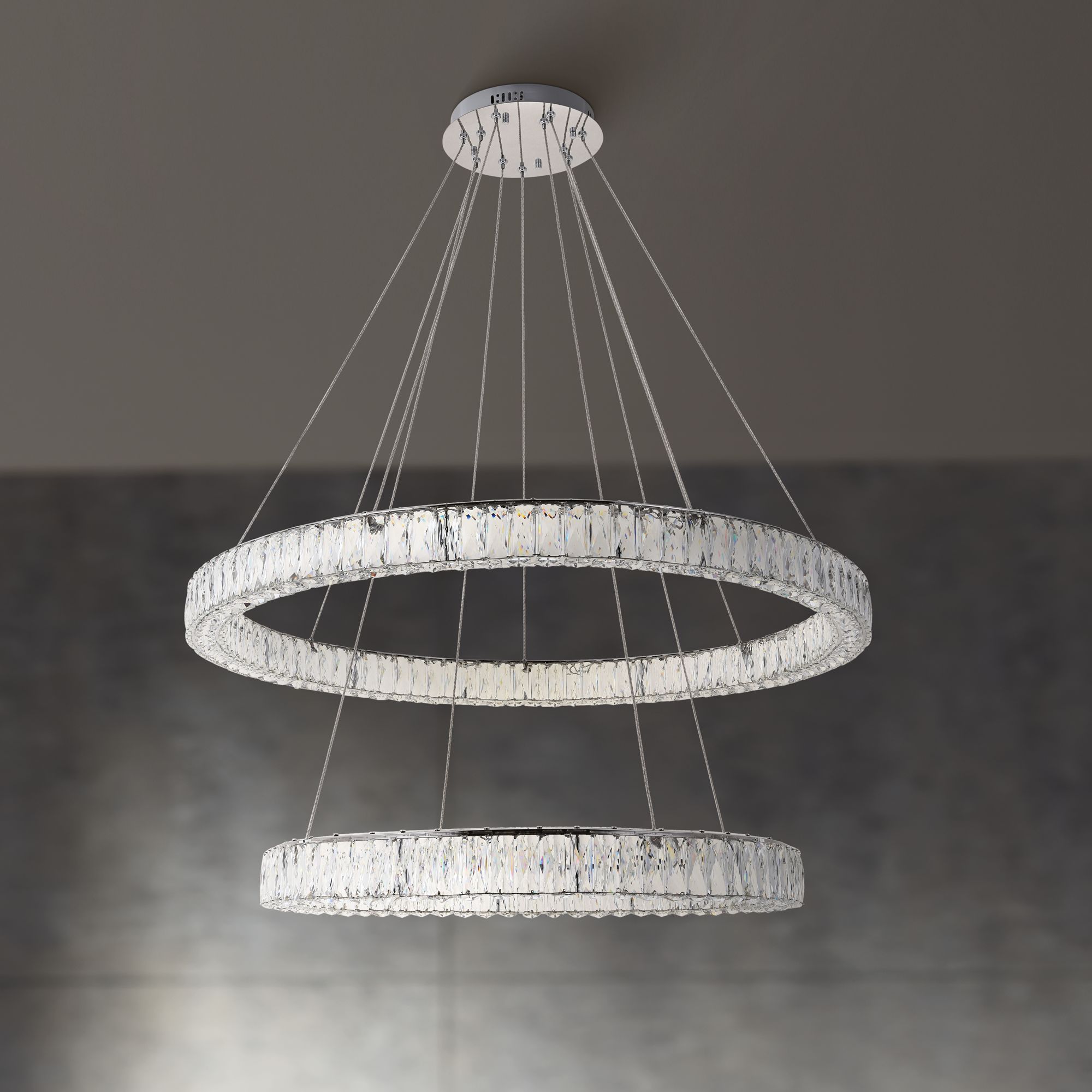 two tier crystal chandelier