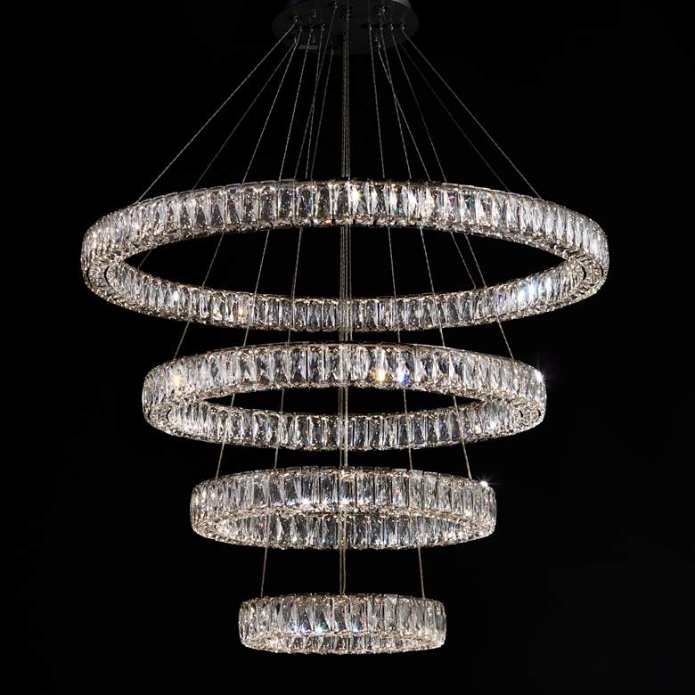 Monroe 42&quot; Wide Chrome and Crystal 4-Tier LED Chandelier