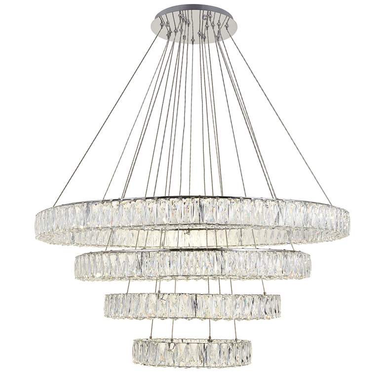Image 3 Monroe 42" Wide Chrome and Crystal 4-Tier LED Chandelier more views