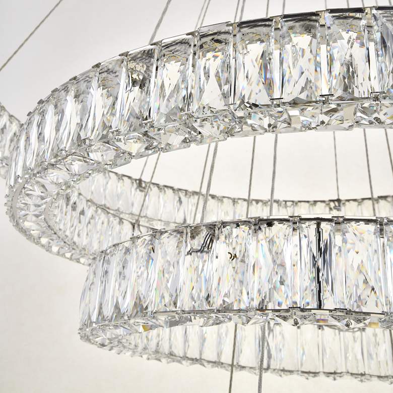 Image 4 Monroe 42 inch Wide Chrome and Crystal 4-Tier LED Chandelier more views