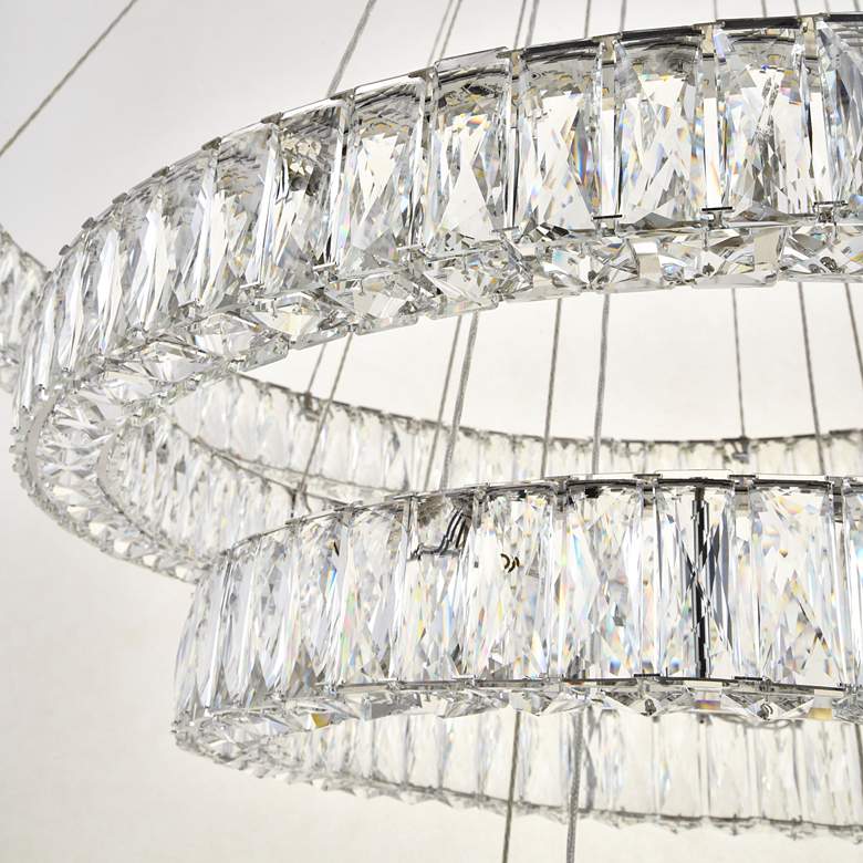 Image 4 Monroe 42" Wide Chrome and Crystal 4-Tier LED Chandelier more views