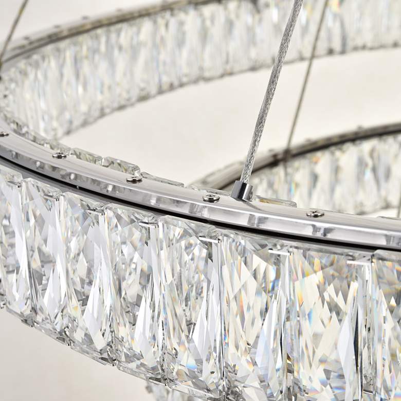 Image 5 Monroe 42" Wide Chrome and Crystal 4-Tier LED Chandelier more views
