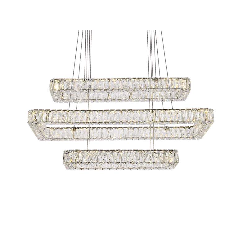 Image 4 Monroe 42" Wide Chrome Crystal LED Rectangular Pendant Light more views
