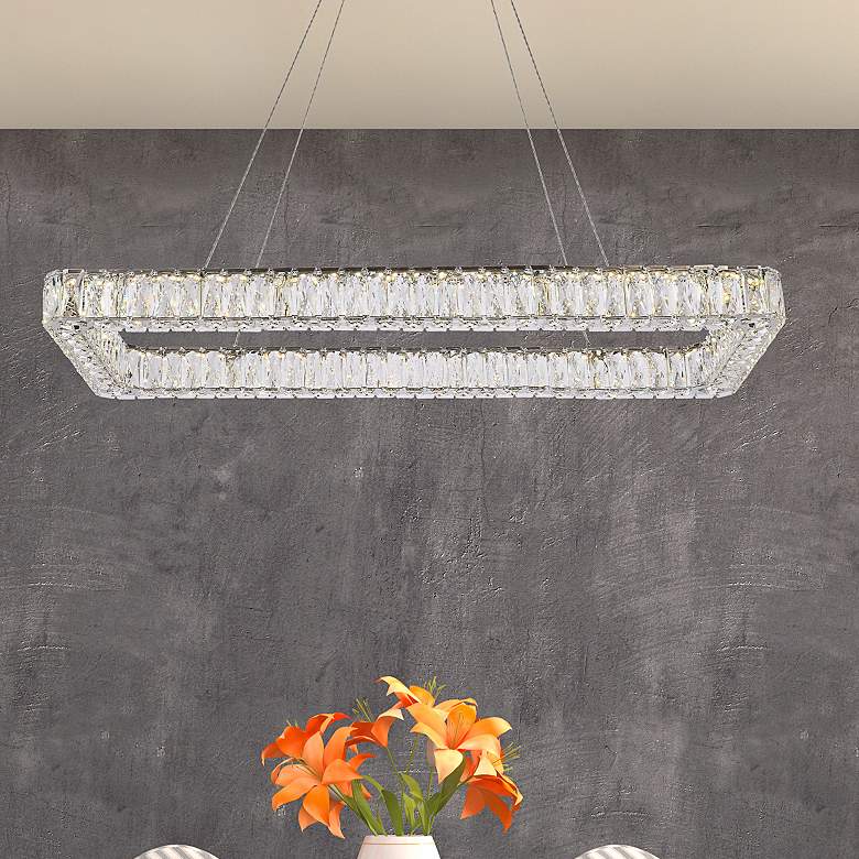 Image 1 Monroe 42" Wide Chrome Rectangular LED Pendant Light