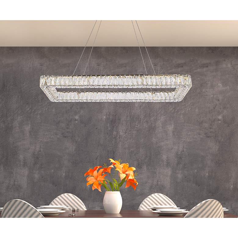 Image 3 Monroe 42" Wide Chrome Rectangular LED Pendant Light more views