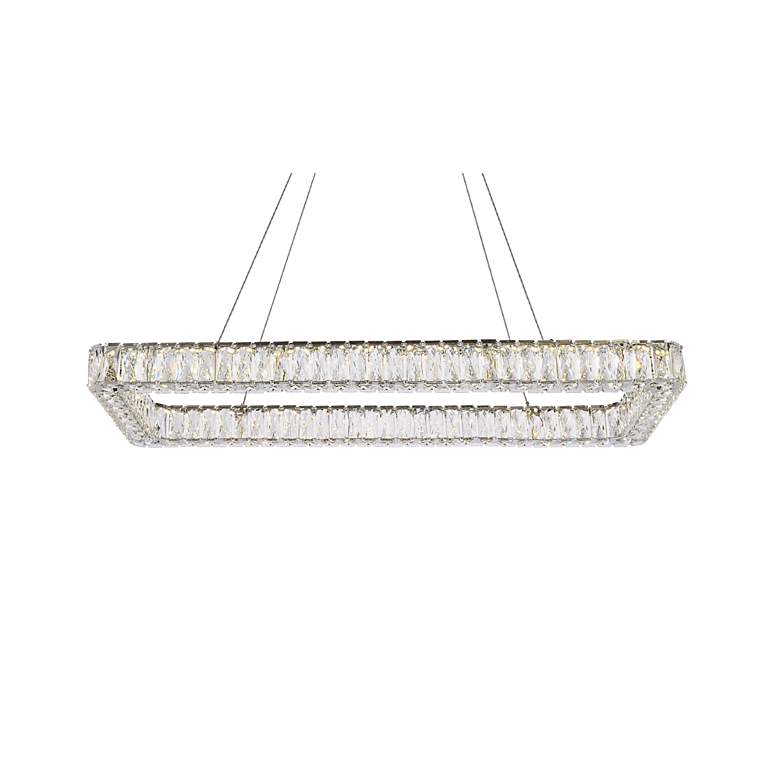 Image 4 Monroe 42" Wide Chrome Rectangular LED Pendant Light more views