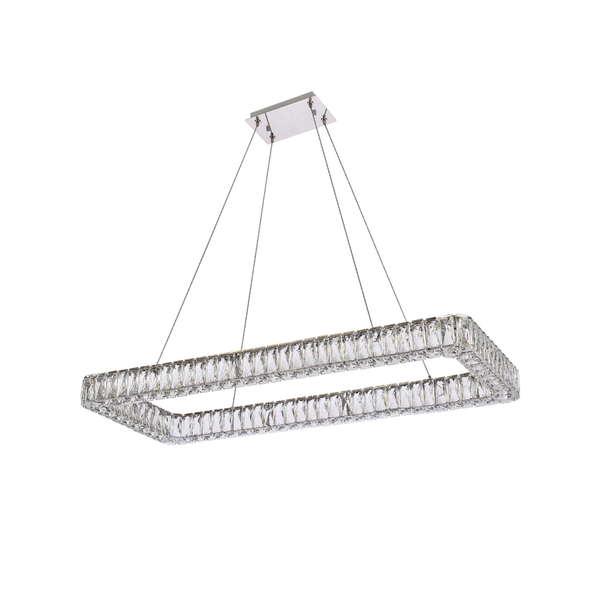 Monroe 42" Wide Chrome Rectangular LED Pendant Light