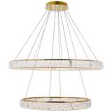 Monroe 42&quot; Wide Gold and Crystal 2-Tier LED Ring Chandelier