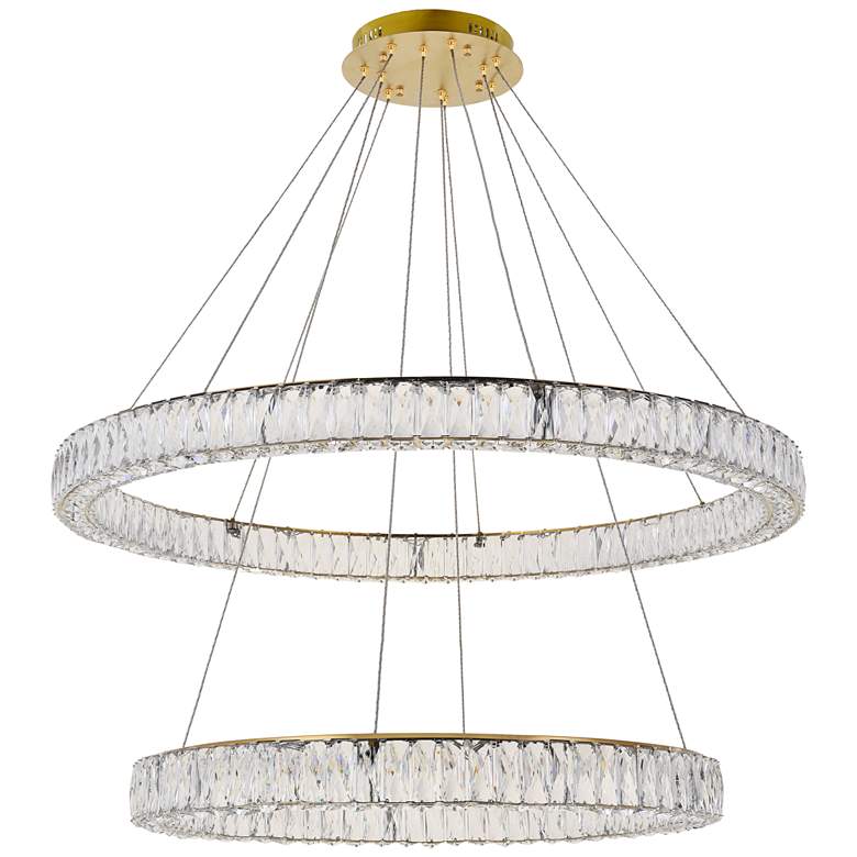Image 3 Monroe 42 inch Wide Gold and Crystal 2-Tier LED Ring Chandelier more views