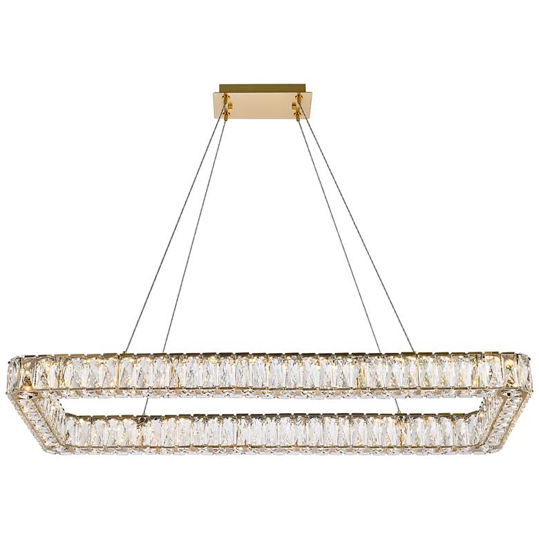 Image 2 Monroe 42" Wide Gold Rectangular LED Pendant Light