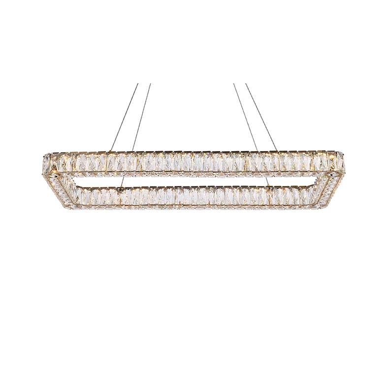 Image 7 Monroe 42" Wide Gold Rectangular LED Pendant Light more views
