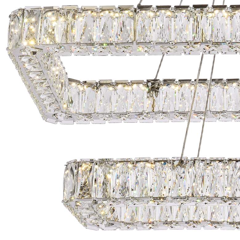 Image 3 Monroe 42 inchW Chrome Crystals LED Double Rectangular Pendant more views