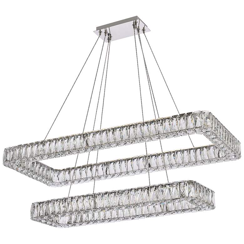 Image 4 Monroe 42"W Chrome Crystals LED Double Rectangular Pendant more views