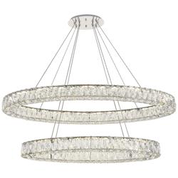 Monroe 48&quot; Wide Chrome and Crystal 2-Tier Oval LED Chandelier