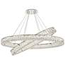 Monroe 48" Wide Chrome and Crystal 2-Tier Oval LED Chandelier