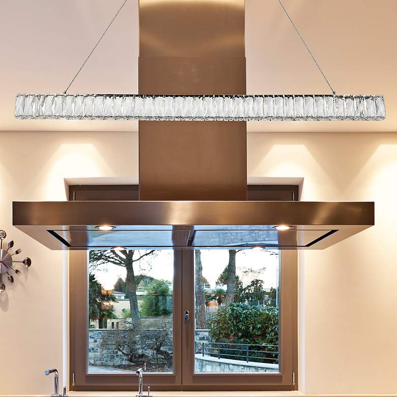Image 2 Monroe 48" Wide Chrome Crystal LED Island Chandelier