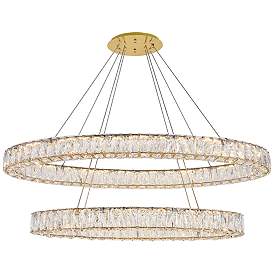 Image2 of Monroe 48" Wide Gold and Crystal 2-Tier Oval LED Chandelier
