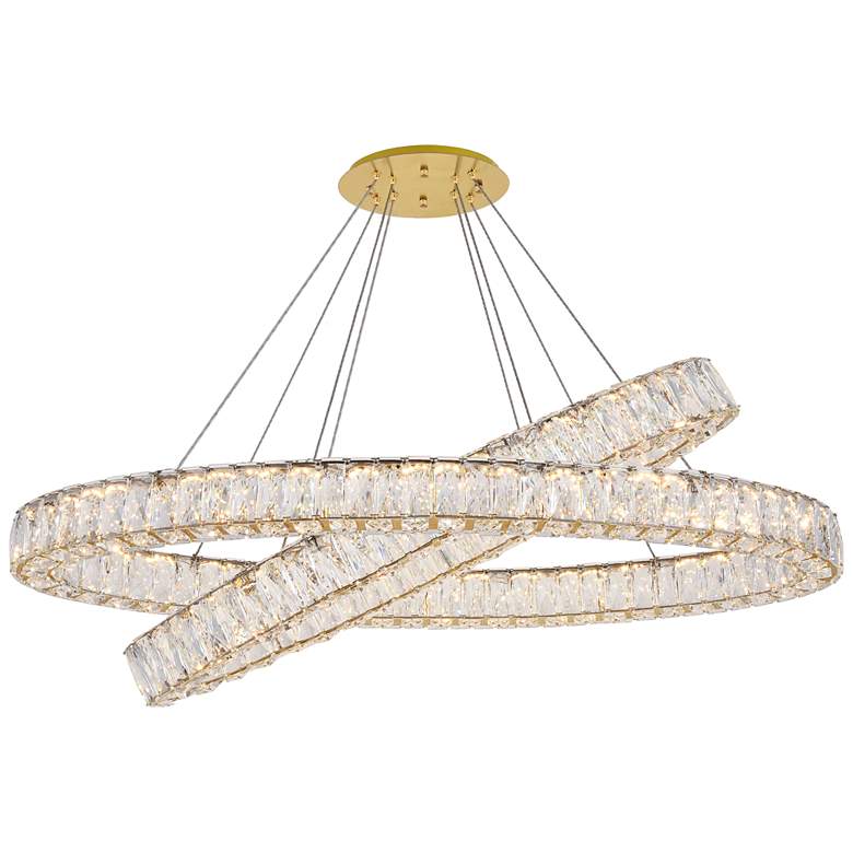 Image 3 Monroe 48" Wide Gold and Crystal 2-Tier Oval LED Chandelier more views