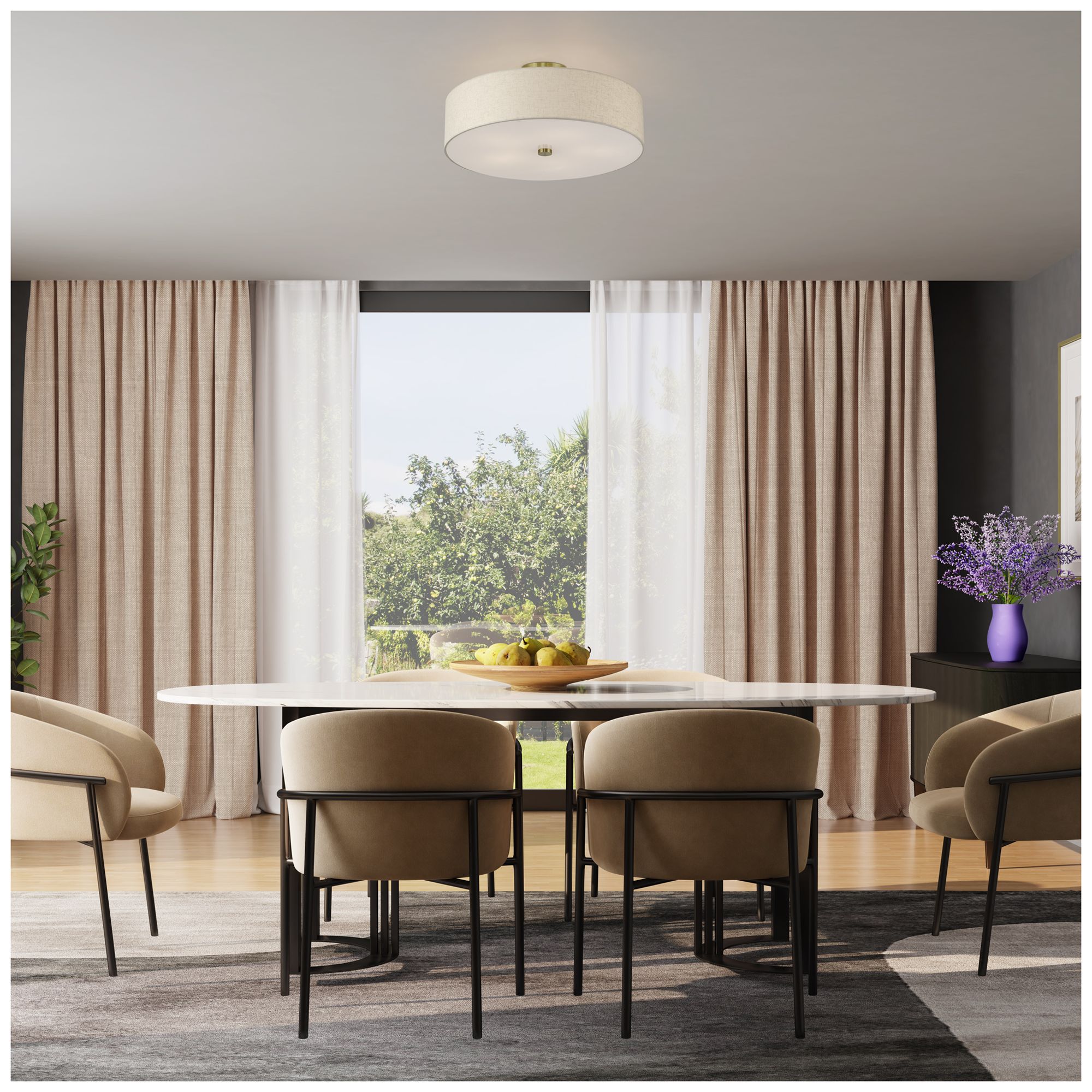 Monroe 5 Light Antique Brass Extra Large Semi-Flush