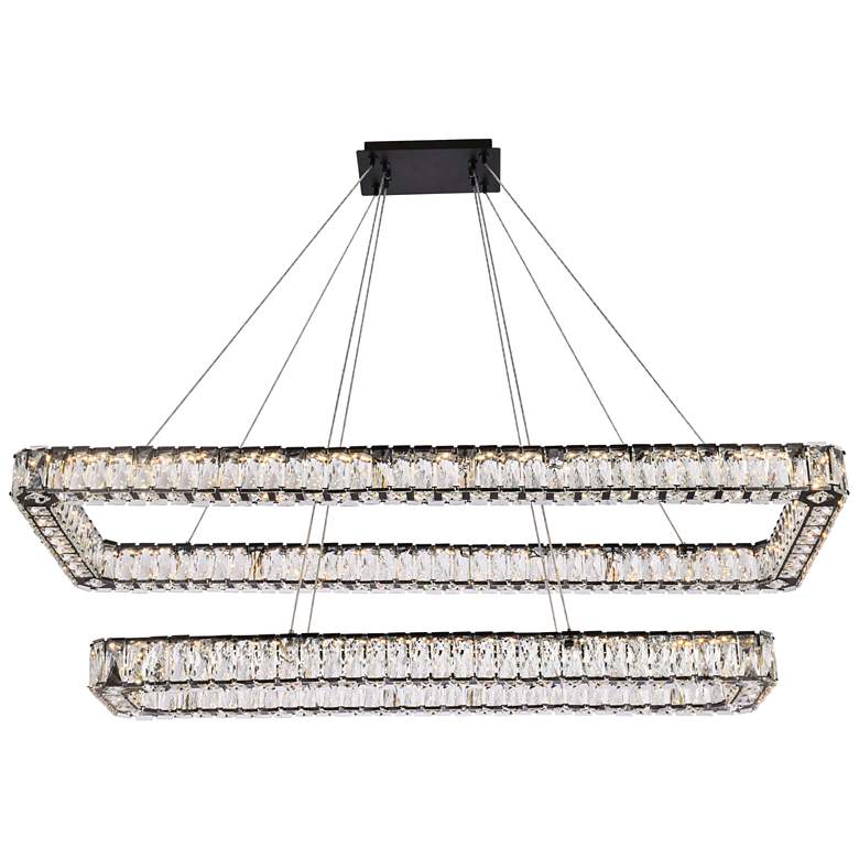 Image 1 Monroe 50 1/4" Wide Black Crystal 2-Light LED Pendant