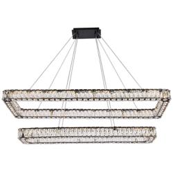 Monroe 50 1/4" Wide Black Crystal 2-Light LED Pendant